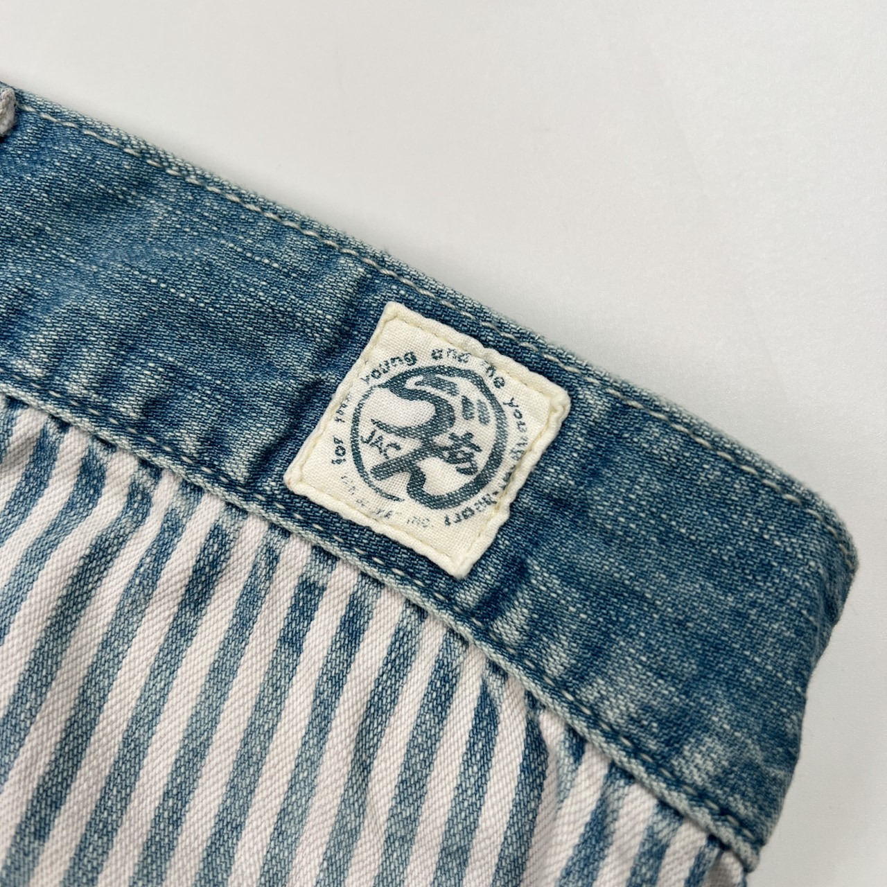 VAN JAC ヴァンヂャケット ヒッコリーストライプ デニム ハーフパンツ ショートパンツ サイズ M /ホワイト×インディゴブルー