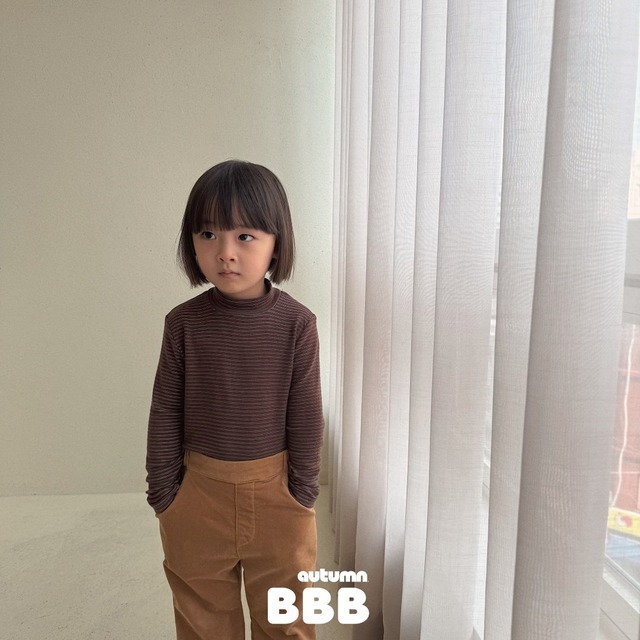 《予約》送料無料【Bella bambina】Stripe Mock Neck Tee