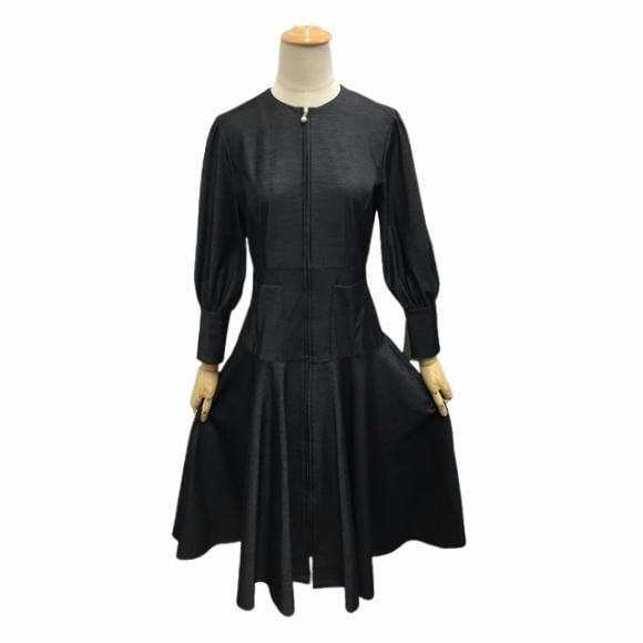 トワレ/Toilette　デニムワンピース　3　ネイビー　コットンリネンBLEND トワレ toilette 新品 ワンピース ストレッチ デニム コート