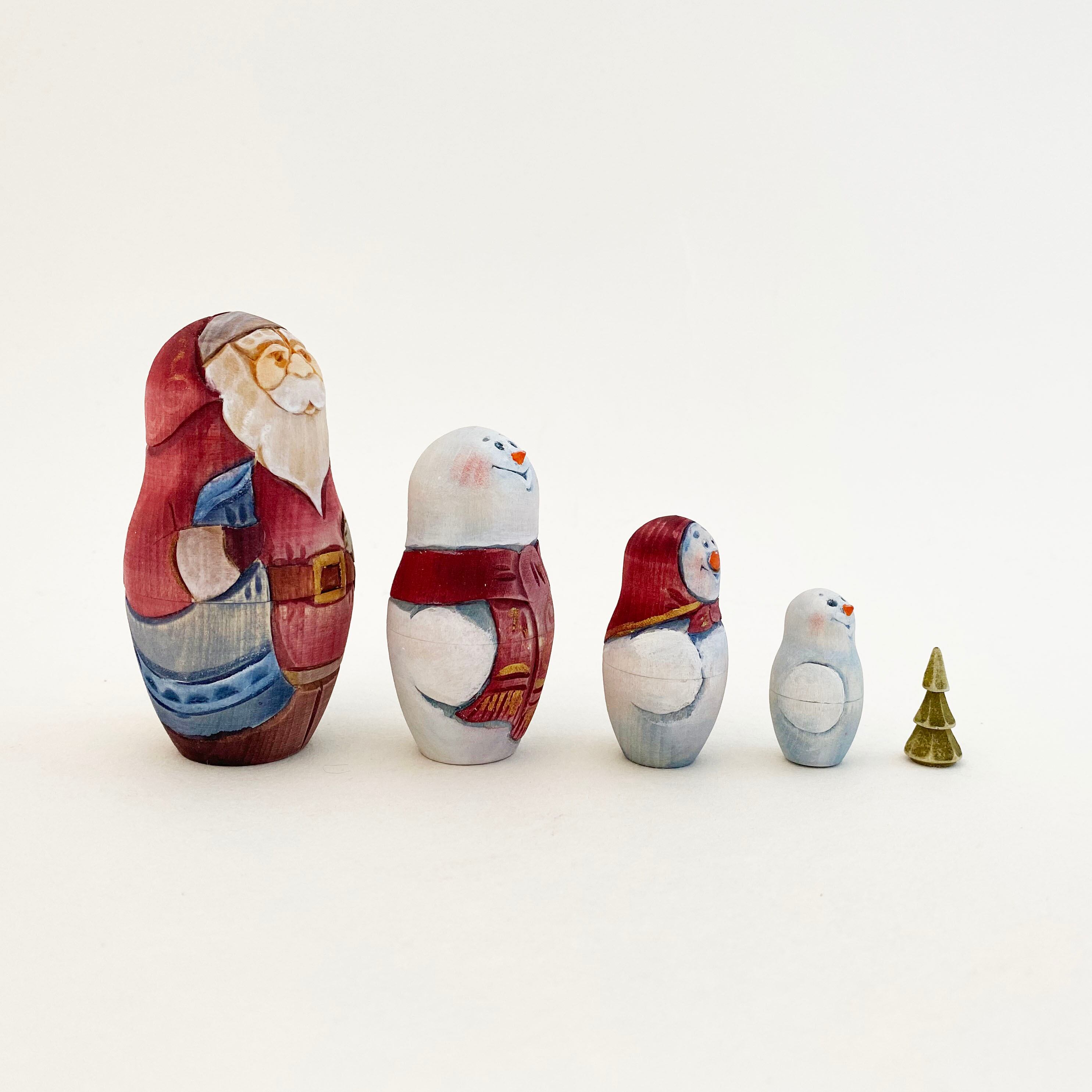 サンタ木彫マトリョーシカ(コブロフ工房/10個組)