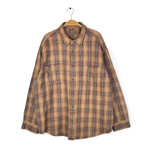 90s セントジョンズベイ ヴィンテージ ネルシャツ オンブレーチェック 長袖シャツ ヘビーフランネル ネイビー系 ST. JOHN'S BAY 大きいサイズ メンズXXL 古着 CA1517