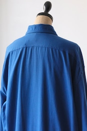 Vuokko cobalt blue cotton snap button shirt dress