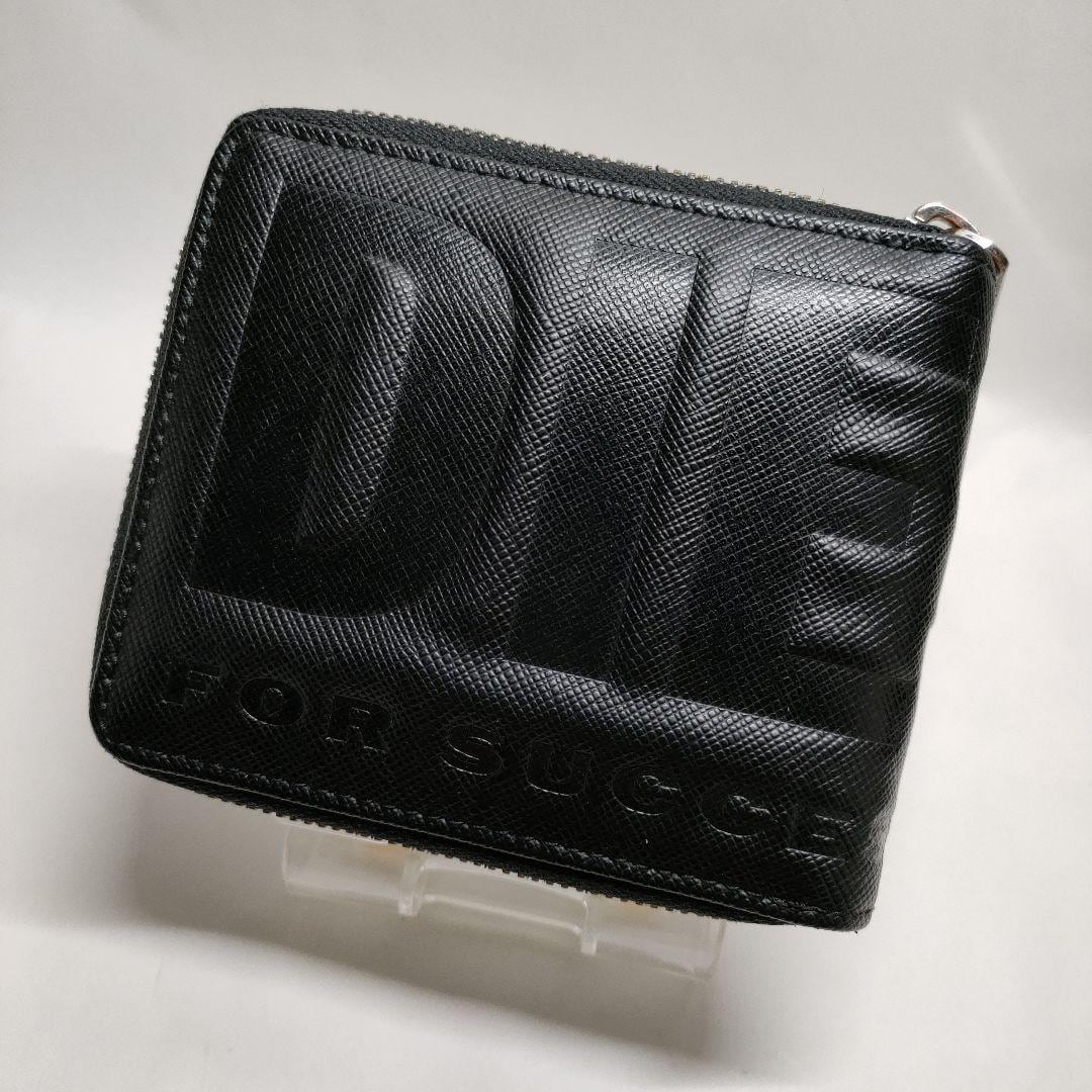 DIESEL ディーゼル 小銭入れ付き オールオーバーエンボスロゴ ラウンド 