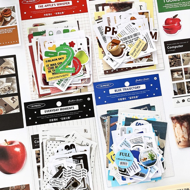 paper-0069｜ paper＆sticker set｜手帳デコ コラージュ 素材