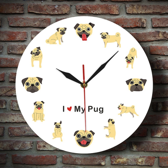 Wall clock   -love my pug-　　clo-9
