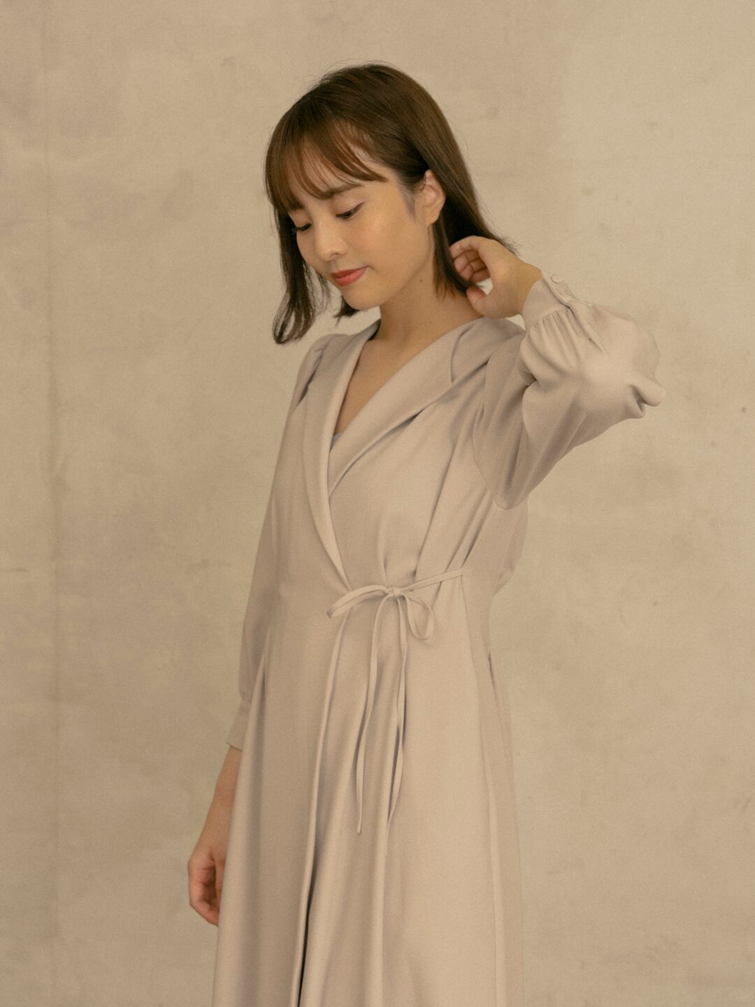 カシュクールシャツドレス(ベージュ) | micofill