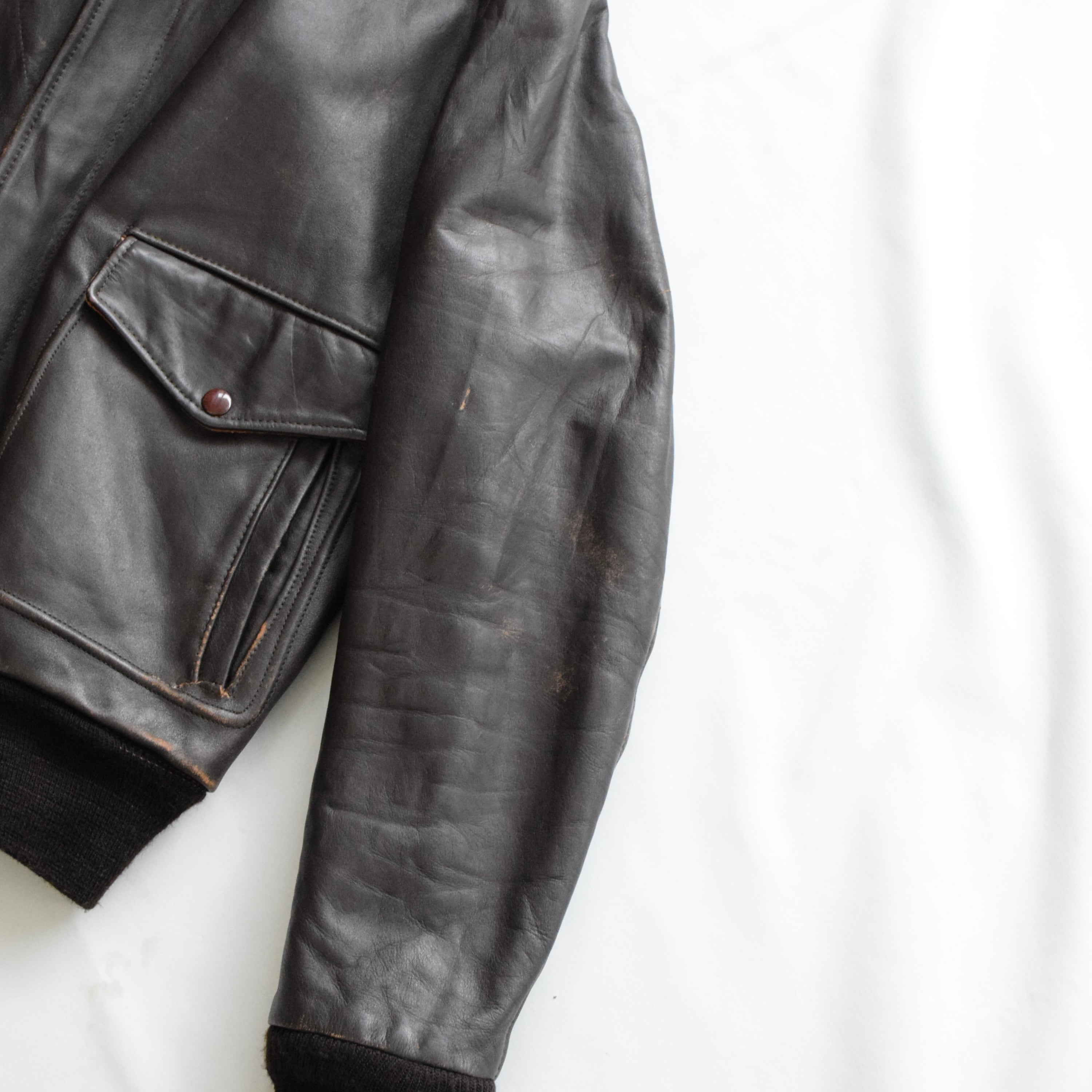 70s Schott A-2フライトレザージャケット メンズ38 ブラウン ショット