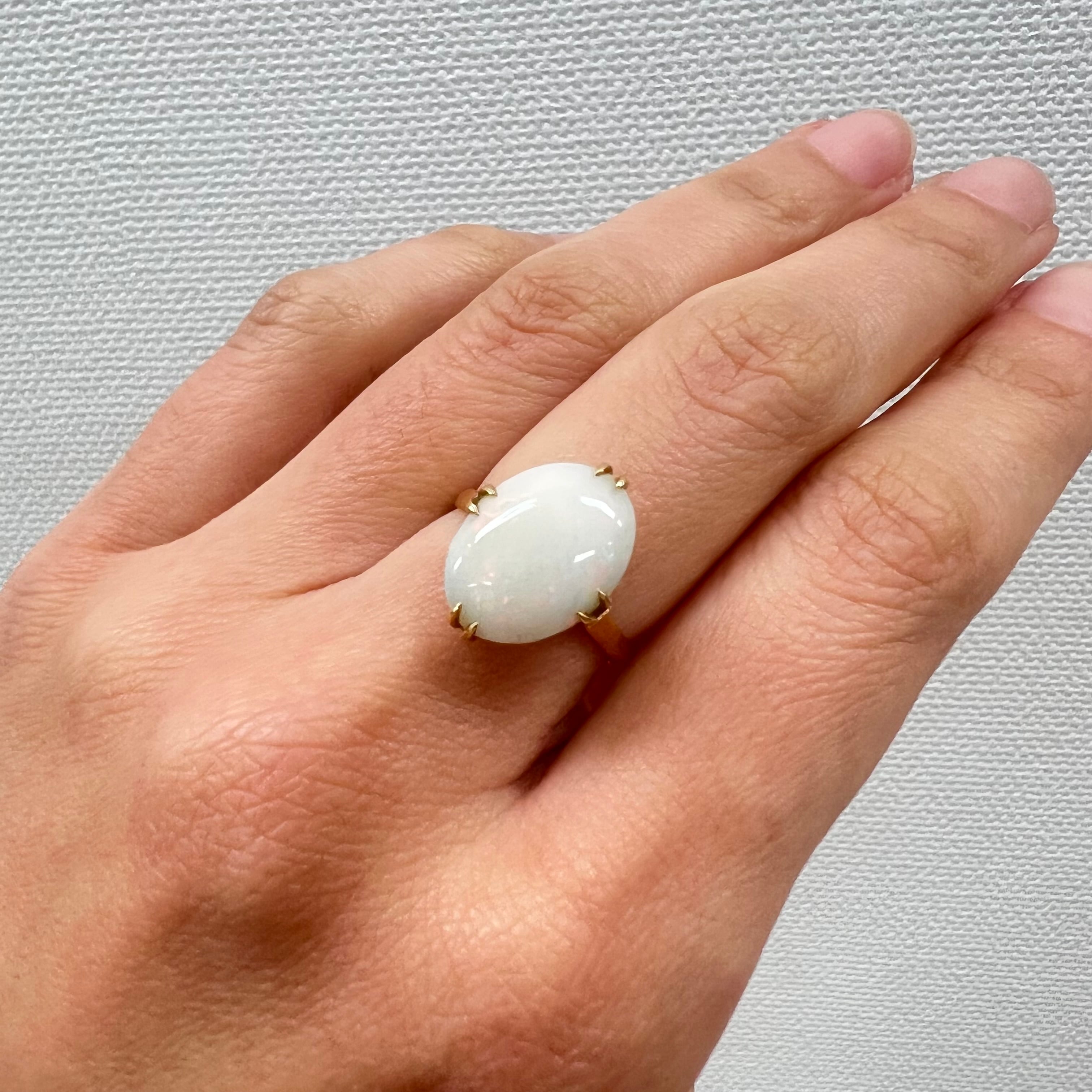 昭和レトロ オパールリング K18 千本透かし ヴィンテージ 指輪 和