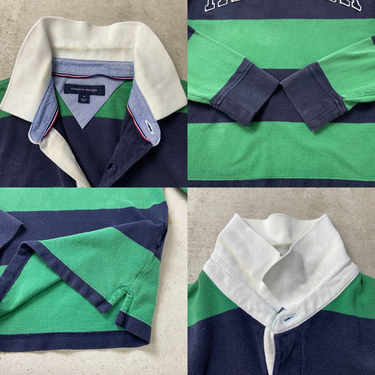 TOMMY HILFIGER トミーヒルフィガー ボーダー ロゴ刺繍 長袖ポロシャツ 