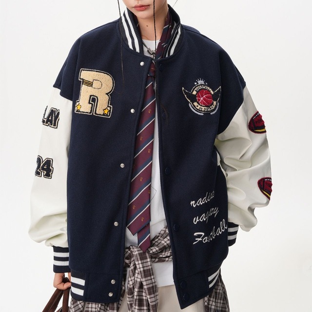 バスケットエンブレムスタジアムジャケット R01157