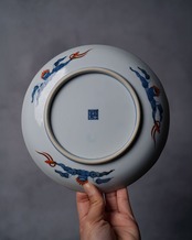 中皿　龍峯窯　古伊万里様式　染錦金彩四君子文　８枚揃