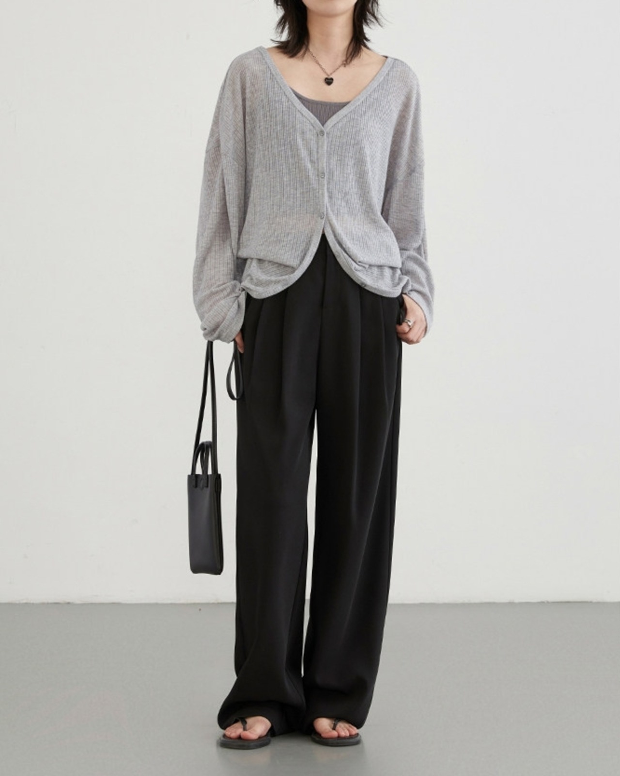 Button front ribbed oversized cardigan L0130