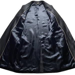 DOLCE&GABBANA glossy black tailored coat