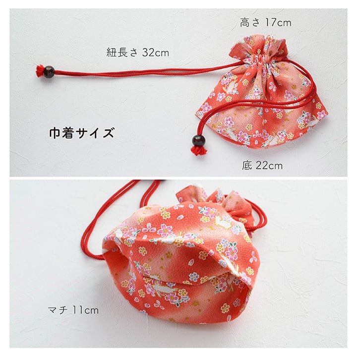即納】七五三 巾着 ちりめん バッグ BAG 小花 うさぎ 桜 さくら柄