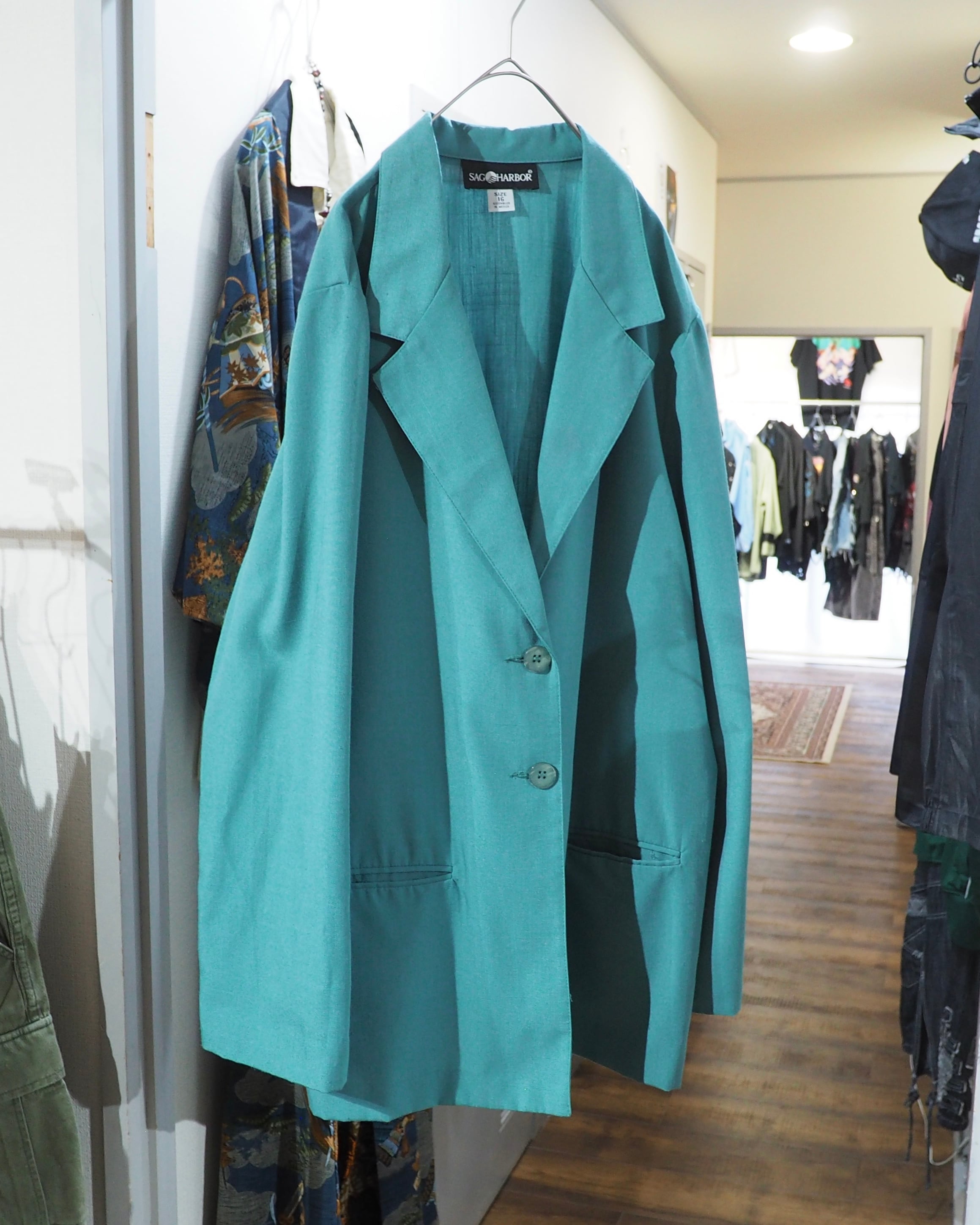 1990s " SAGHARBOR " Beautiful Turquoise Green Color vintage loose Easy jacket