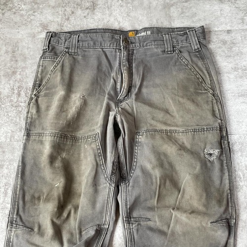 20s ニカラグア製 グレー ダブルニー Carhartt 34×30 詳細写真3