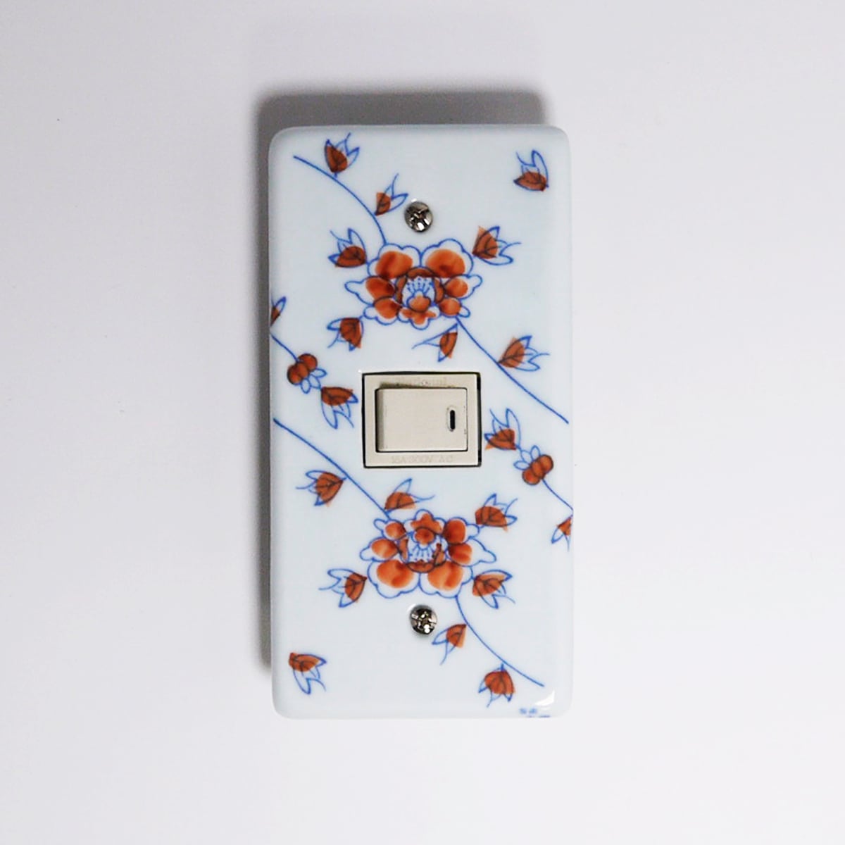 スイッチプレート 赤花唐草(1穴)