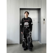 VINTAGE ストリート 汚れ加工STAR ロングTシャツ T1636