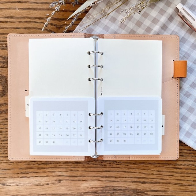 【はんぶんこリフィル/下半分用】バイブルサイズ/カレンダー型トラッカー