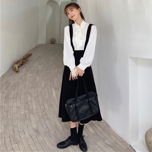 ✞ シャツブラウススタンドカラーリボン白 ロング ホワイト スウィート ✞ゴスロリ SM ミリ 甘ロリ クラロリ 和ロリ エレガント 黒ロリ 姫ロリ 華ロリ BB-BB43268299362