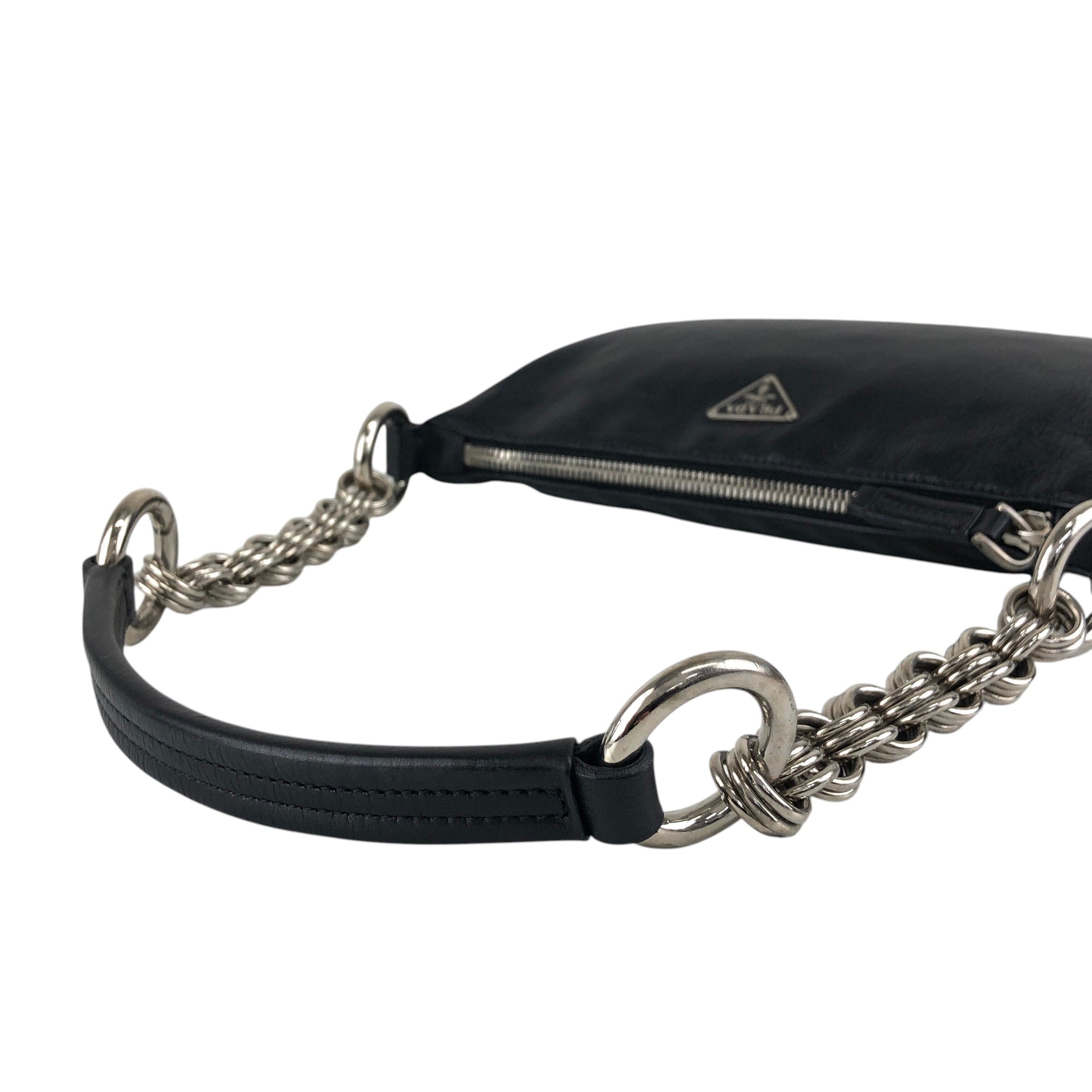 PRADA プラダ ショルダーバッグ ブラック トライアングルロゴ レザー