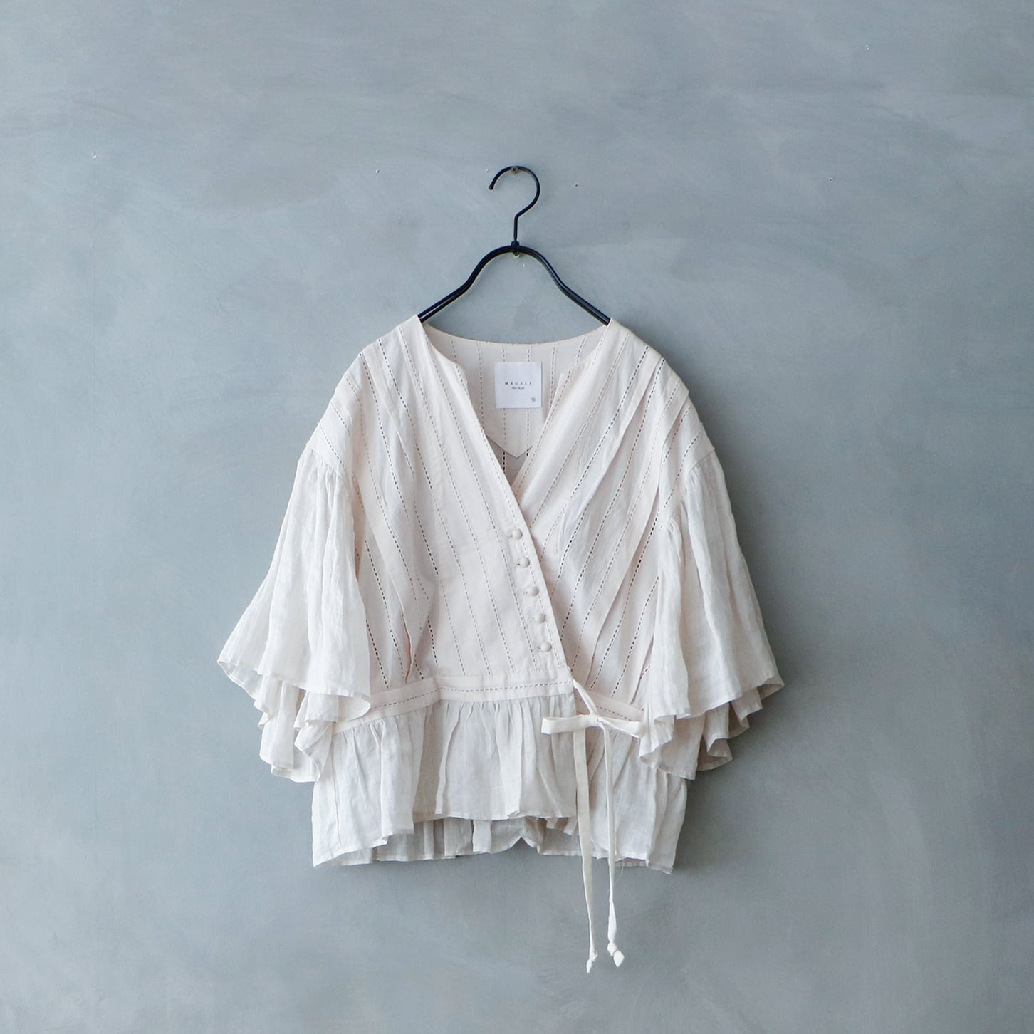 【MAGALI】コットンレース・カシュクールブラウス/アイボリー