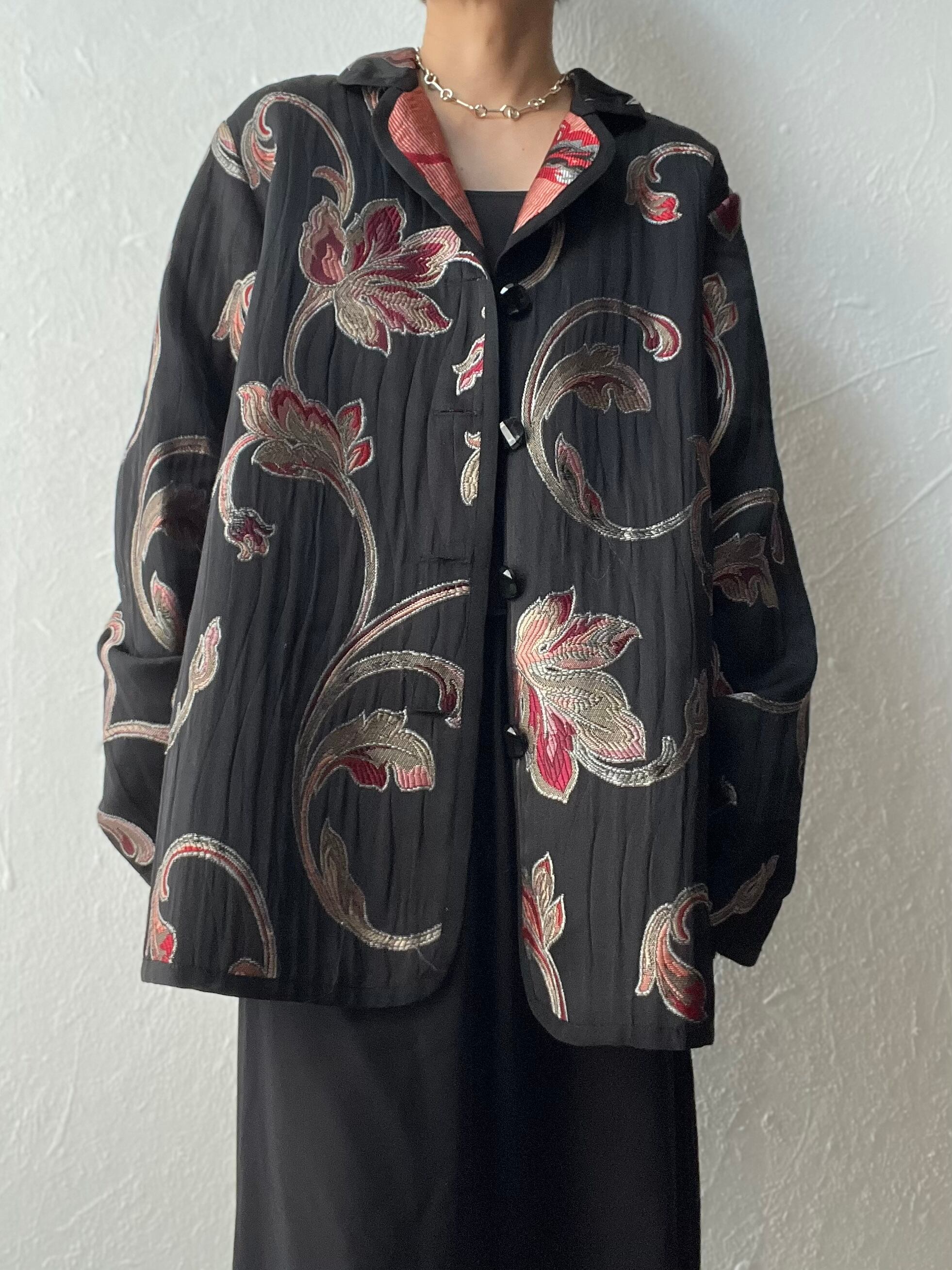 unisex】botanical design jacquard jacket vintage | SISON