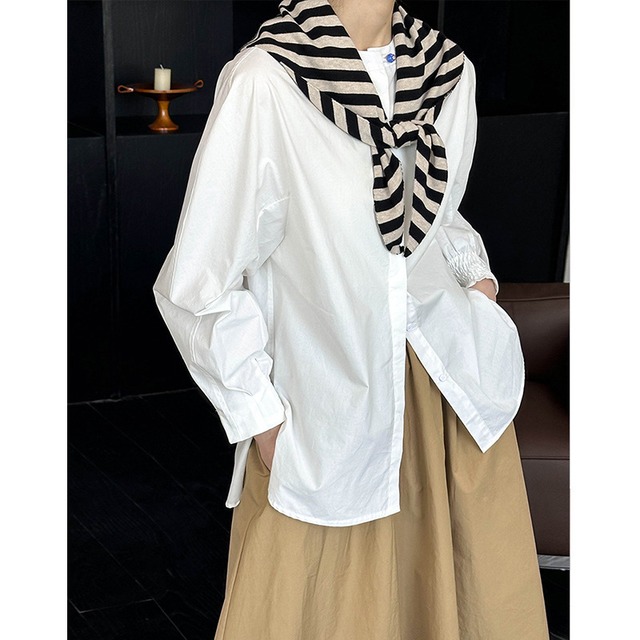 【シャツ】 シャツ レディース 大人 可愛い トップス シャツ ブラウス 韓国 ブラウス 春 秋 冬 20代 30代 40代 シンプル オフィス レディース フォーマル 体型カバー きれいめ 長袖 ホワイト 白 ブルー 青 M L