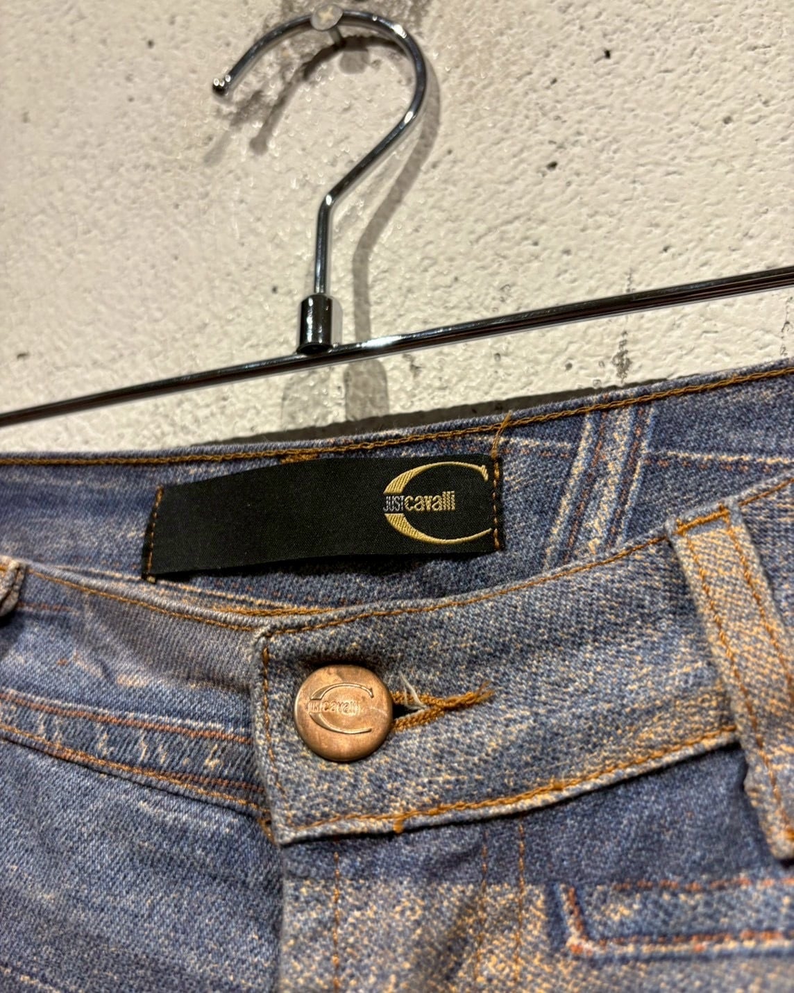 Caka otto】 “Just Cavalli” Patch Work Design Vintage Flare Denim