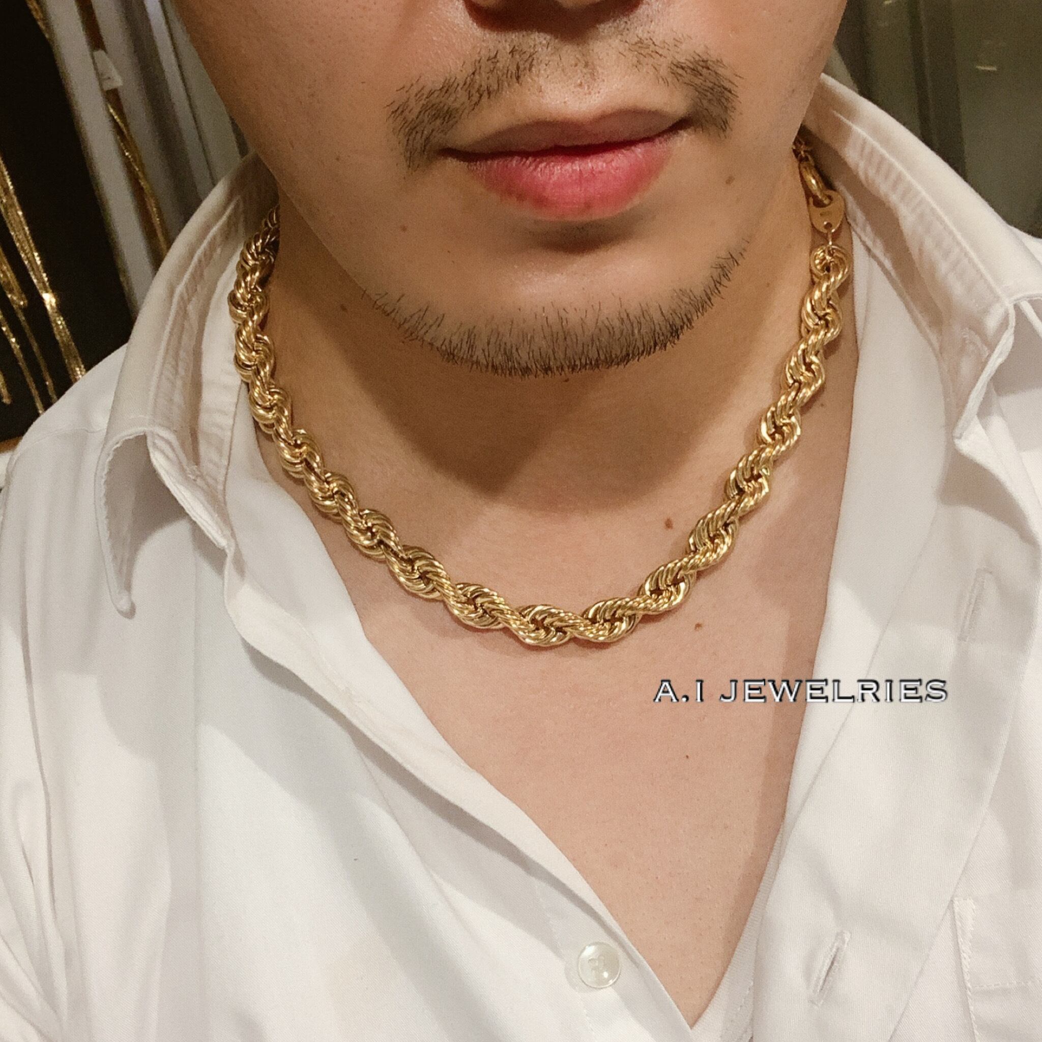 K18 極太 10mm ロープ ネックレス 手作り ハンドメイド 18金 Rope Necklace 職人の傑作ネックレス A I Jewelries エイアイジュエリーズ