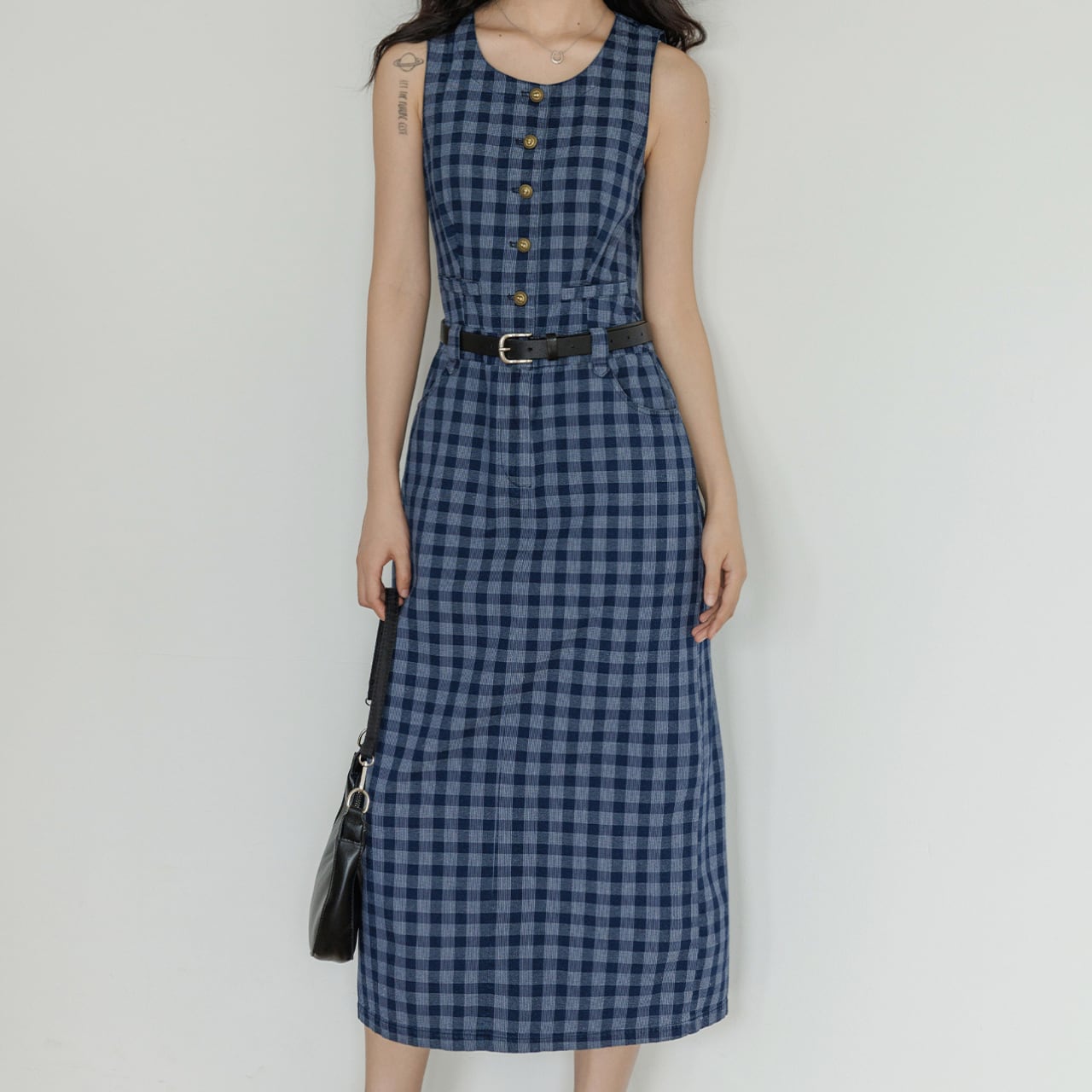 Checkered sleeveless dress S844