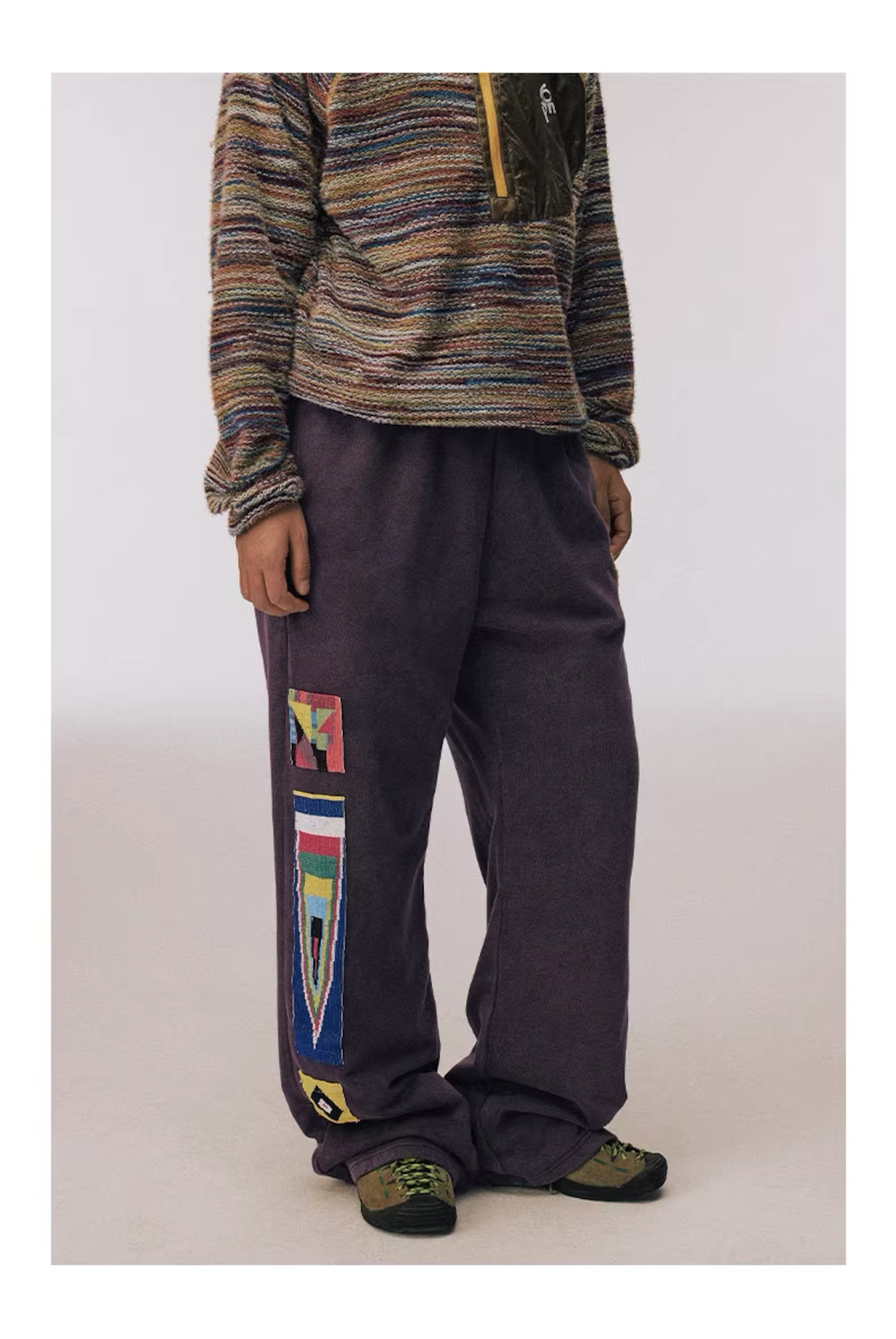 CONP Handmade Beaded Flag Flared Sweatpants