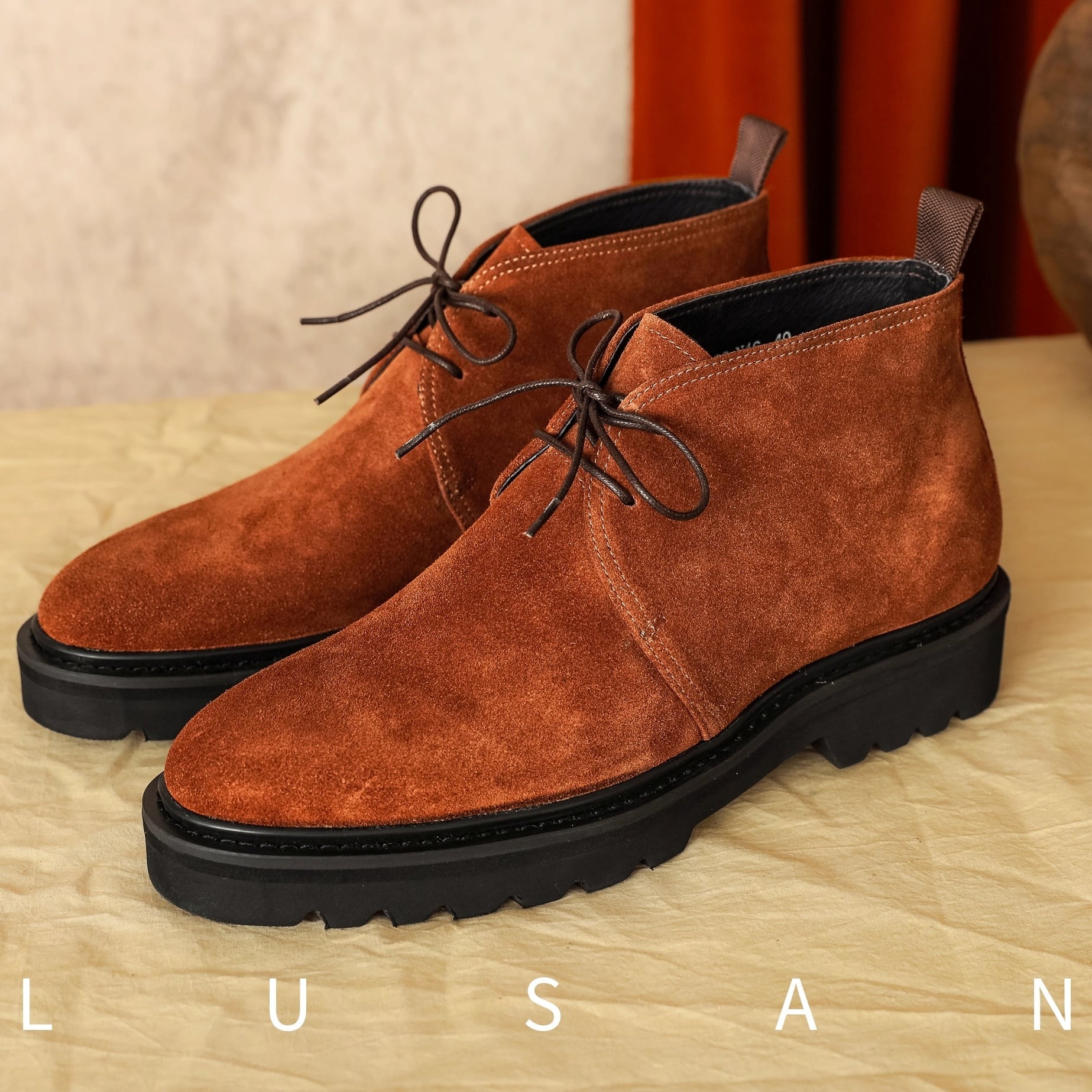 スエード革 レースアップ 厚底アンクルブーツ 3color SH0109