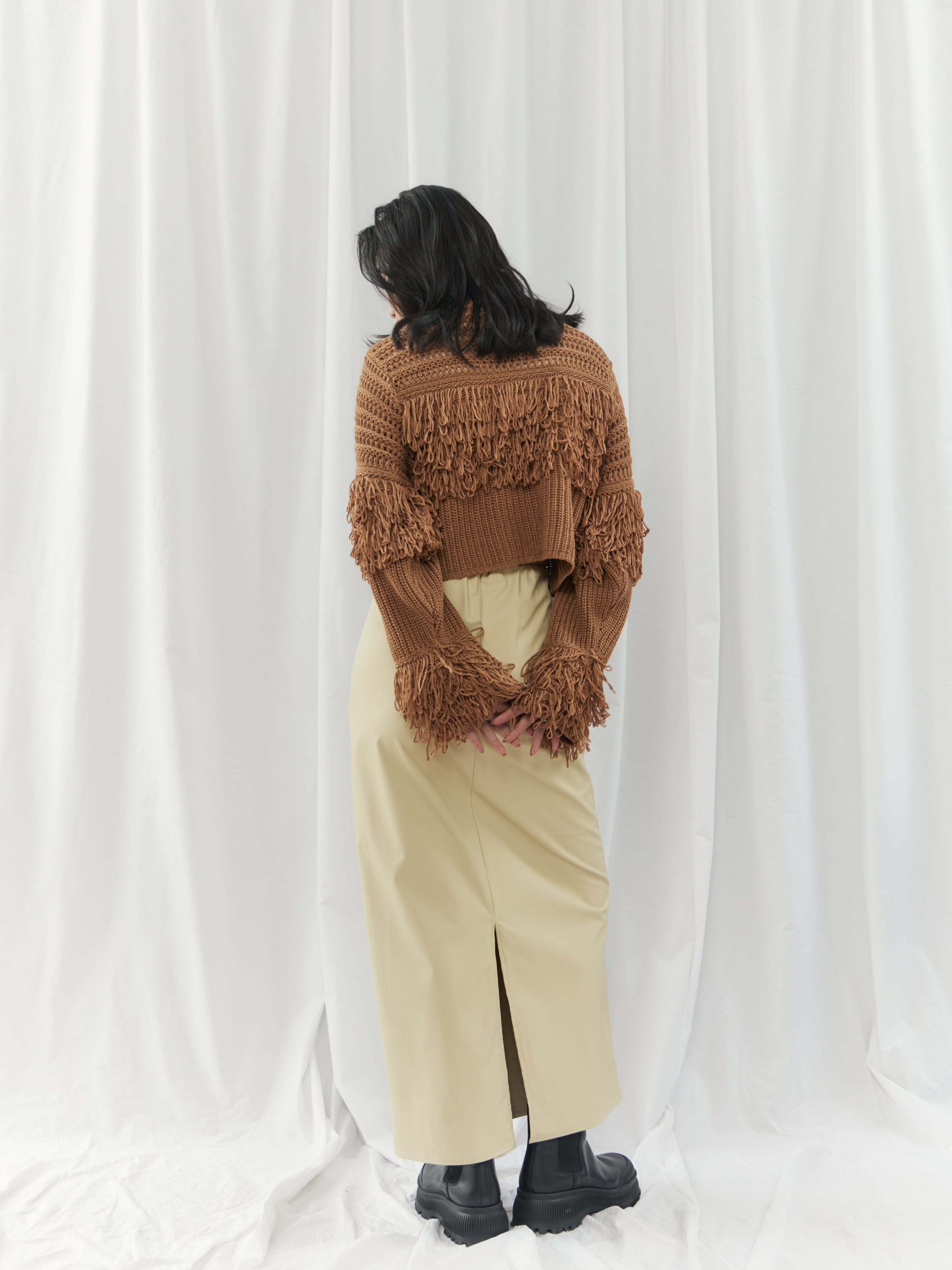 leinwanda ニット メッシュ フリンジ　fringe MESH FRINGE PO（ﾒｯｼｭﾌﾘﾝｼﾞﾌﾟﾙｵｰﾊﾞｰ）【2276101】 | CIEL'AIR