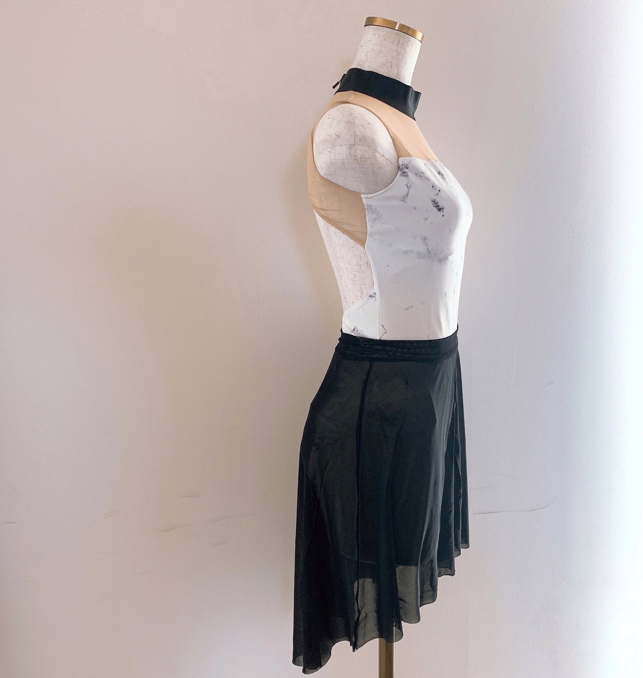 マーブル大理石柄 ハイネック チョーカー バレエレオタード | バレエ