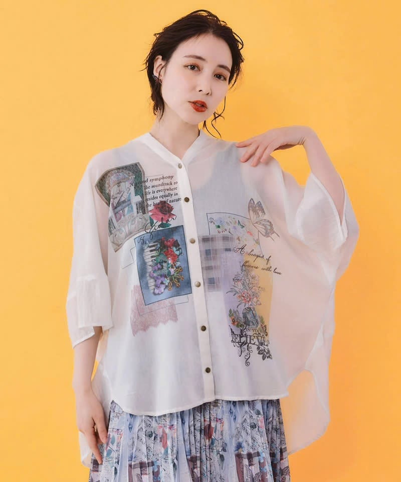 IS ScoLar（イズスカラー）水彩風大花柄 ラウンドシルエットプル