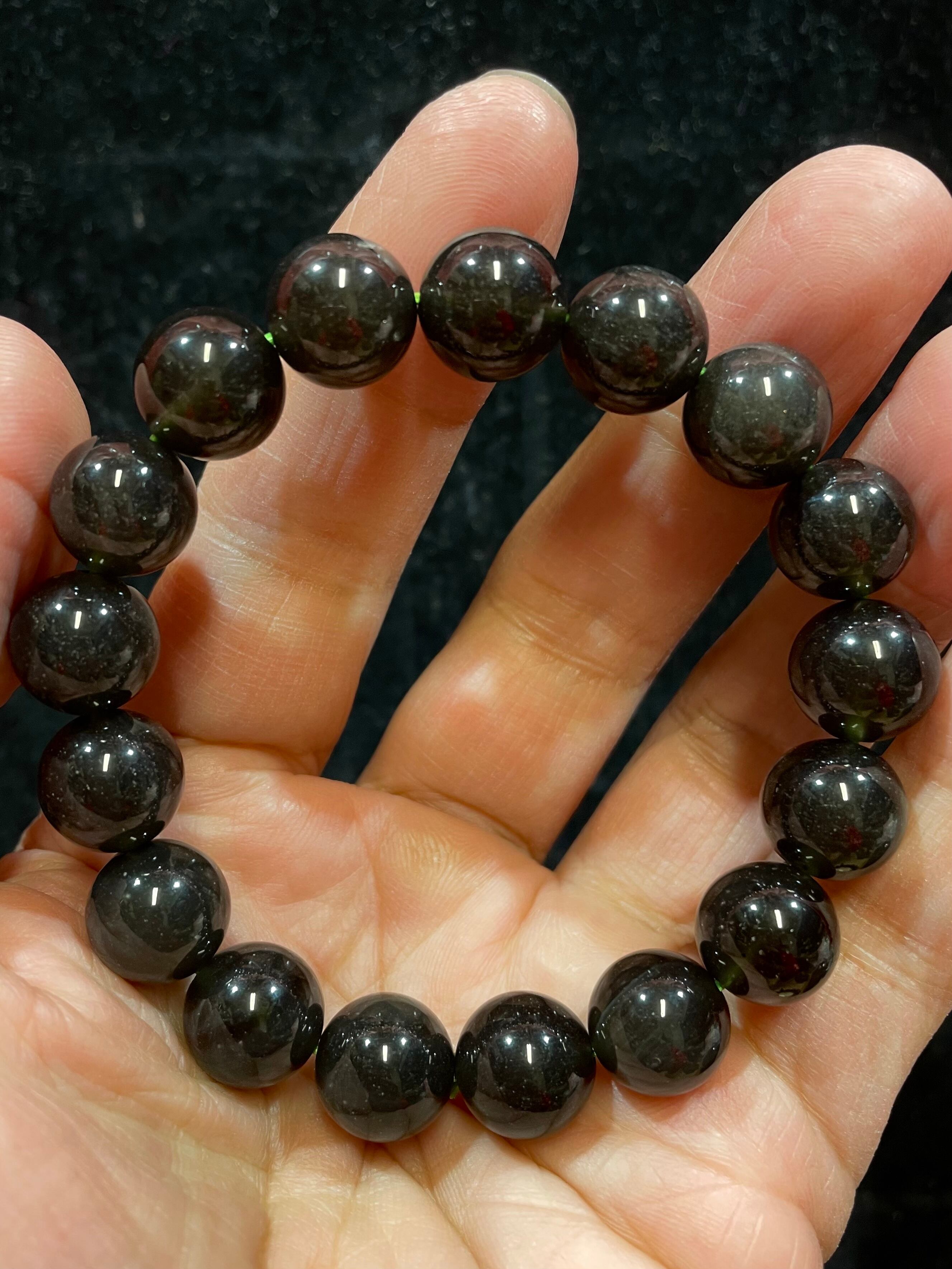 9) チンターマニ・12mm研磨ビーズブレスレット | レムリアの太陽