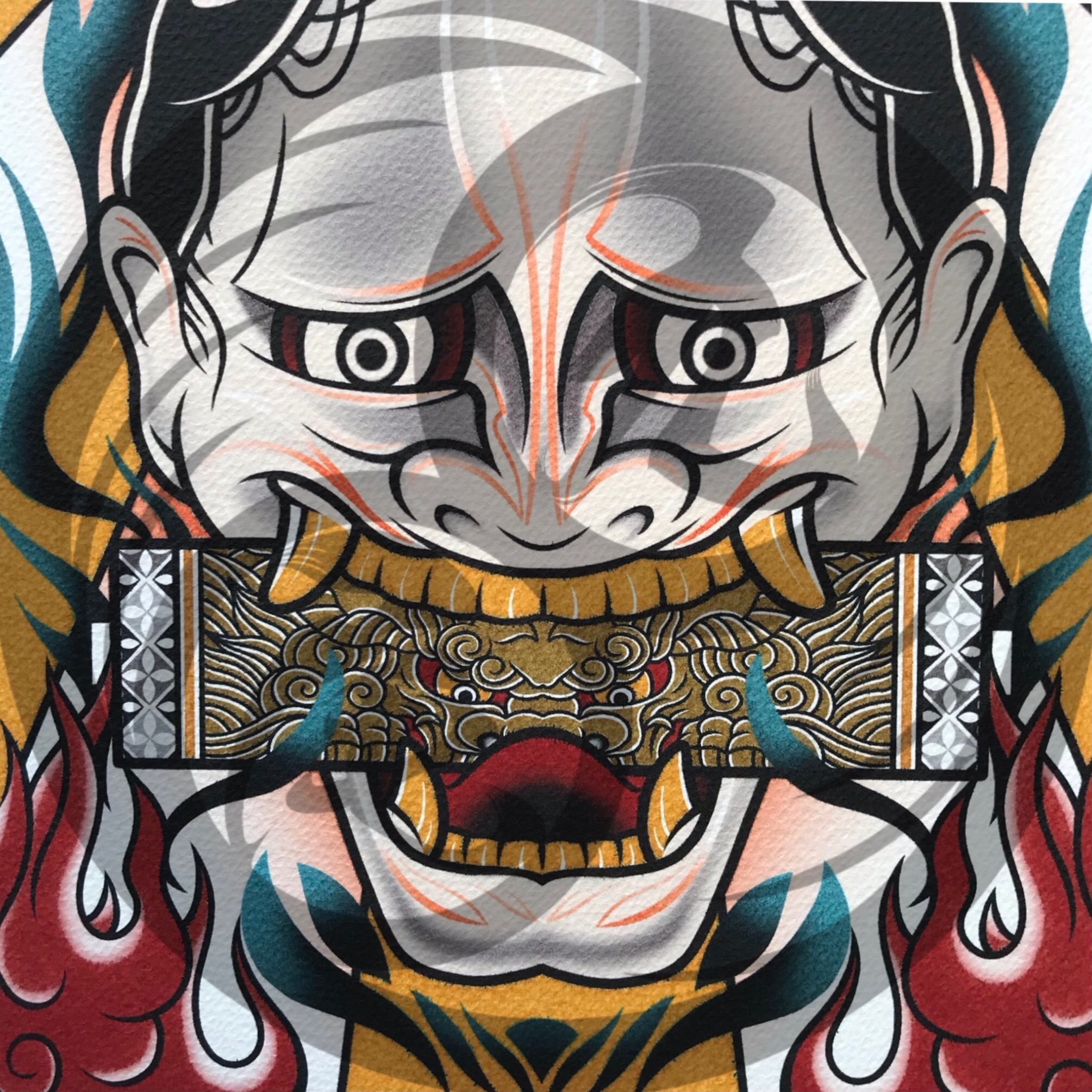 日本画 生首 A4サイズ 日本画 生首 A4サイズ