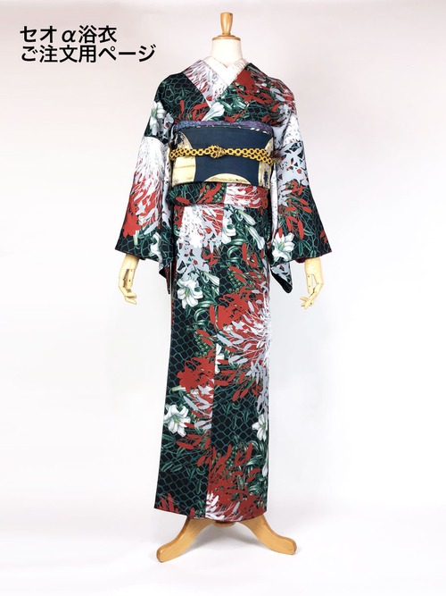 【M寸即納品あり】セオアルファ浴衣　「境界線」小紋柄ブラック