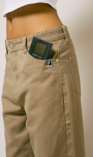 P Logo Denim Chino Pants / BEIGE