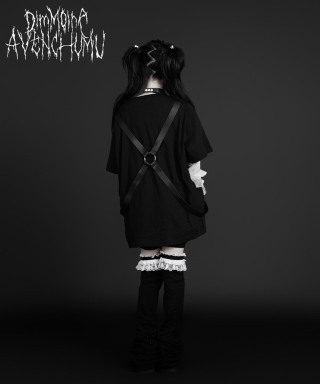 【AVENCHUMU×DimMoire】twin skull print harness T-shirt【Black】