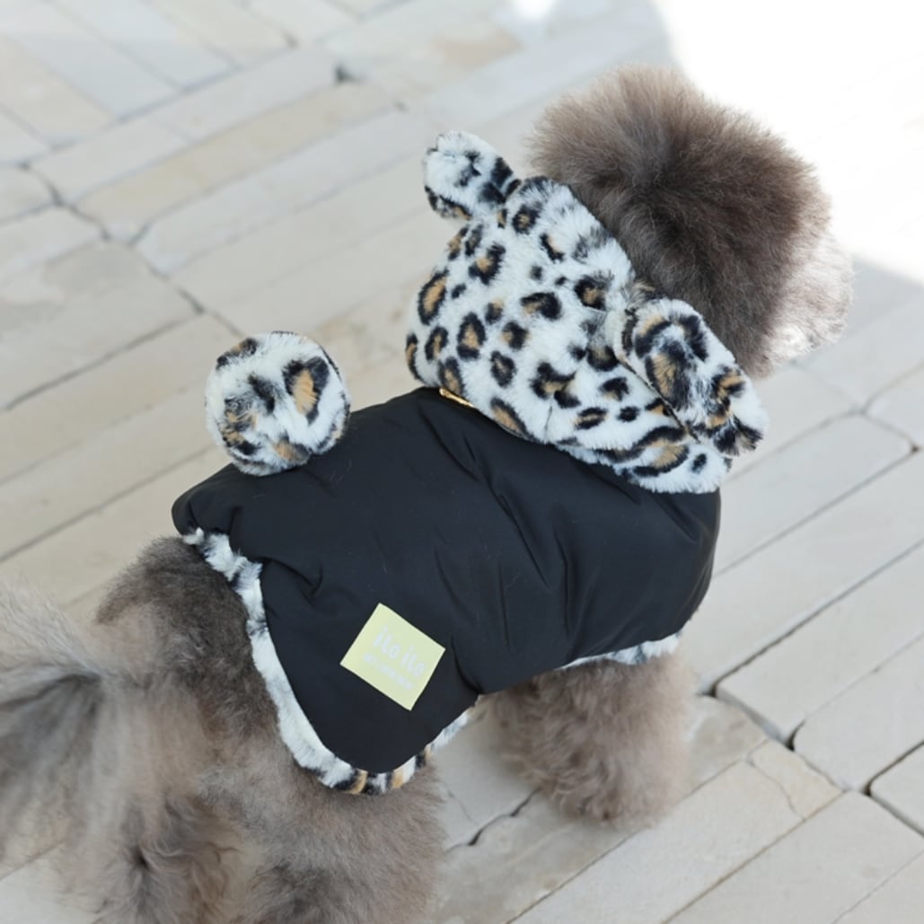 予約【iloilo】Leopard Bear Padded Cape (Black)