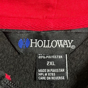 【HOLLOWAY】ハーフジップ 刺繍ロゴ ワンポイントロゴ 眼科医 スウェット パーカー フーディー hoodie プルオーバー センターポケット 2XL ビッグシルエット ラグラン 切替 us古着