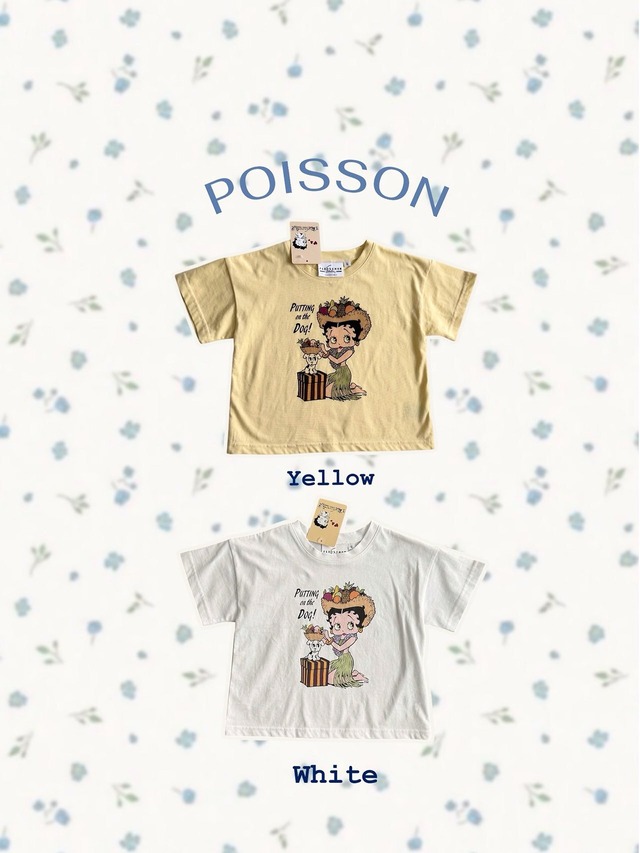 [予約] POISSON - puppy & betty T-shirt ( yellow / white )