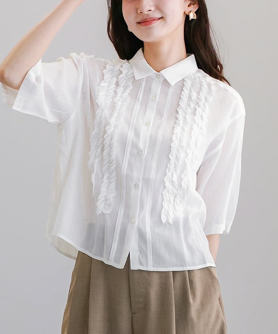 SALE 30％OFF】【 着映えフリル 】 シアーリネンライク・フリルライン