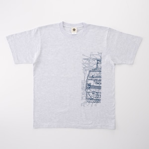 鉄道Tシャツ｜EF66（ Gray × Navy） ライトグレー × ネイビー　鉄道グッズ　Japanese electric locomotive T-shirt