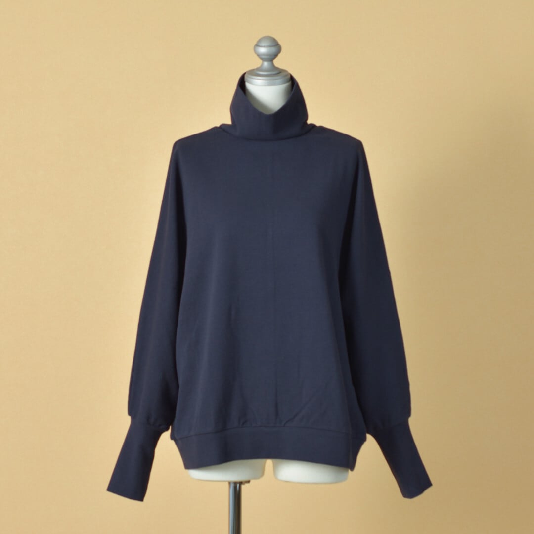 LinenYa リネンや ドルマンスリーブハイネックプルオーバー・ネイビー