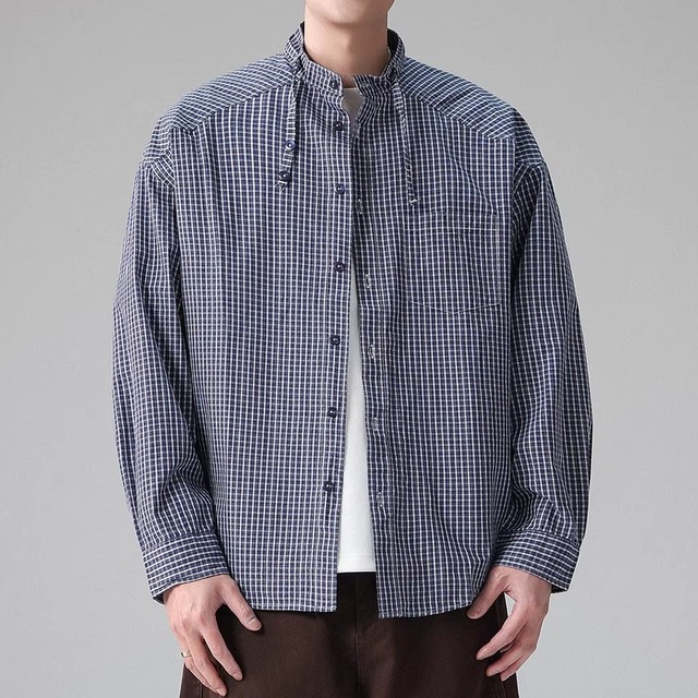 Check Pattern Long Sleeve Shirt Color Shirt ◇2color H1030