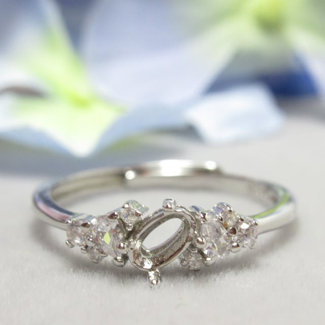 5×3㎜  インクラストCZ  S925 リング台  SV