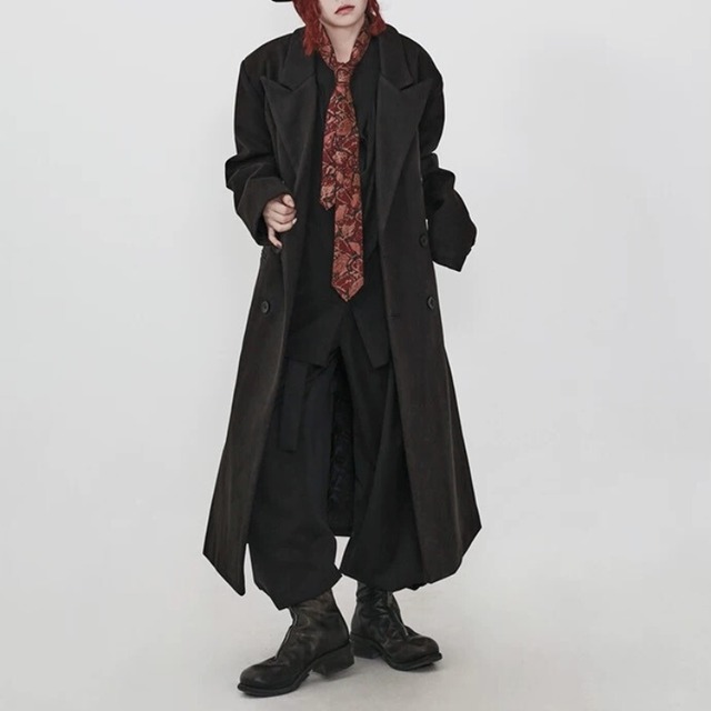 Oversized double breasted long coat C1442
